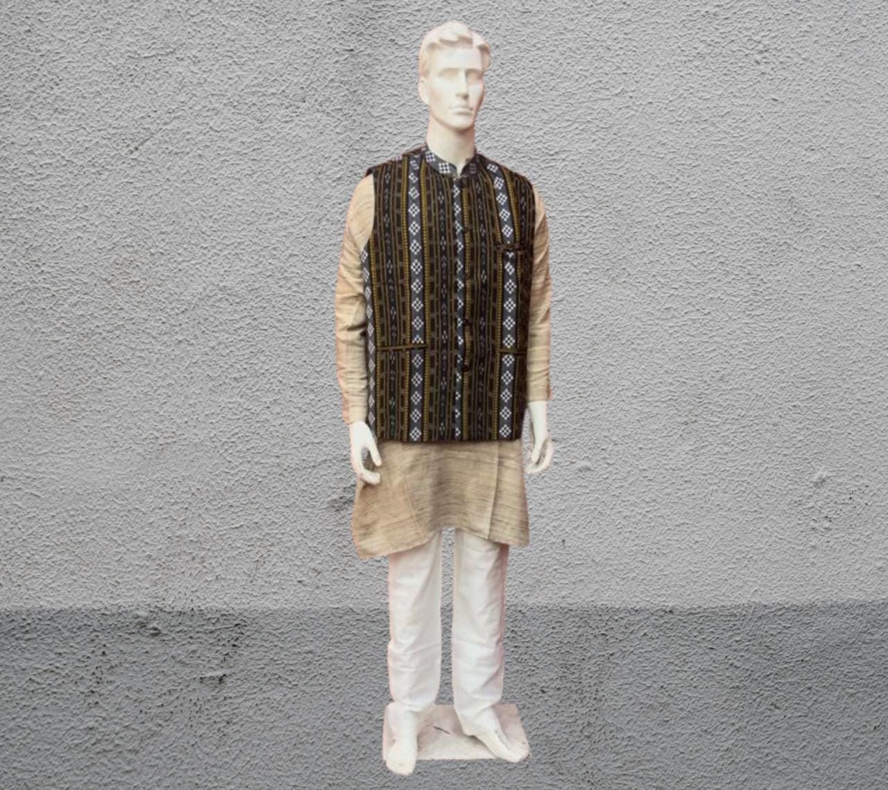 Pasapalli Handloom Cotton Weaved Modi Jacket for Men By Youfunky