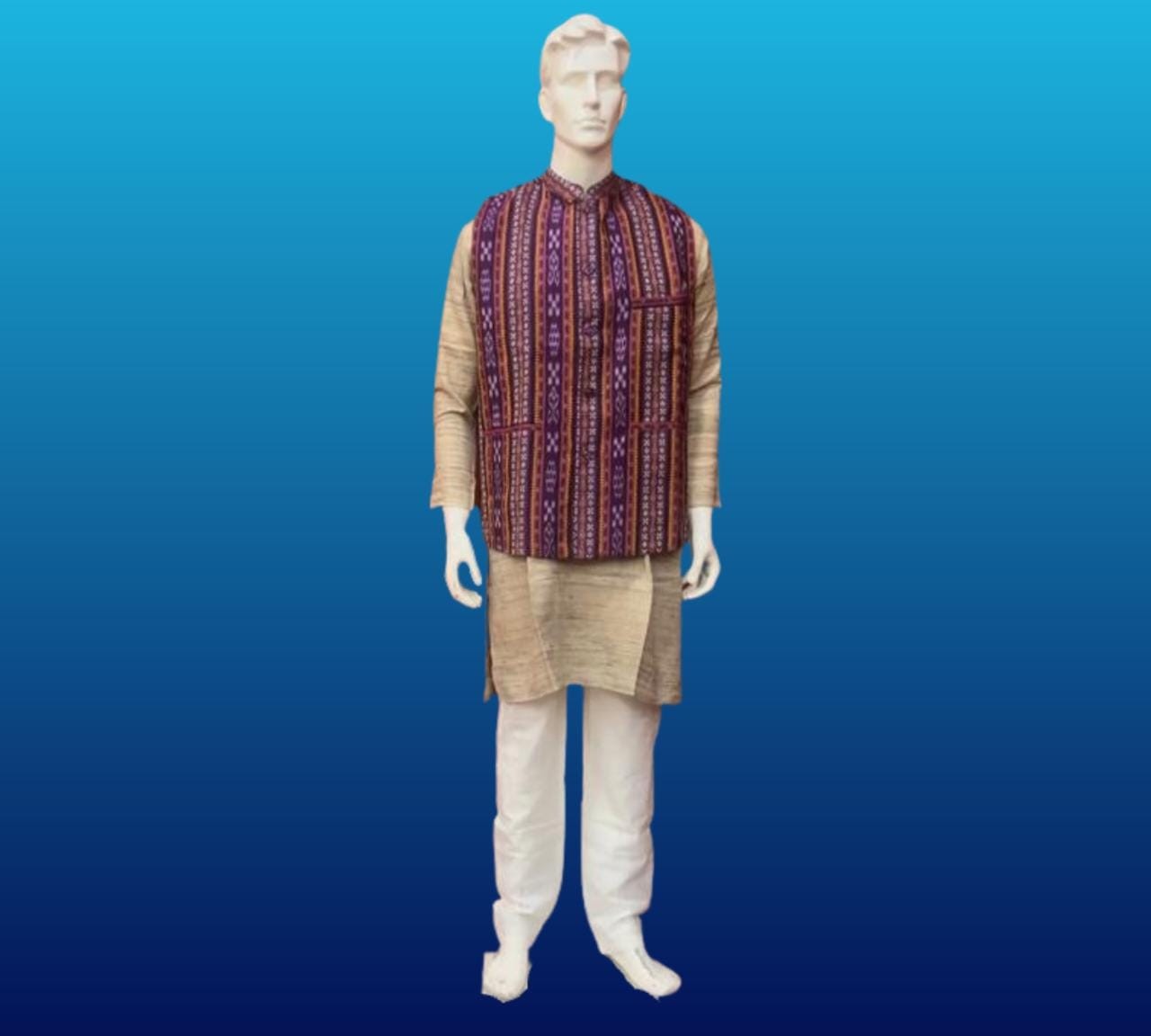 Odisha Handloom Pure Cotton Weaved Modi Jacket for Men By Youfunky