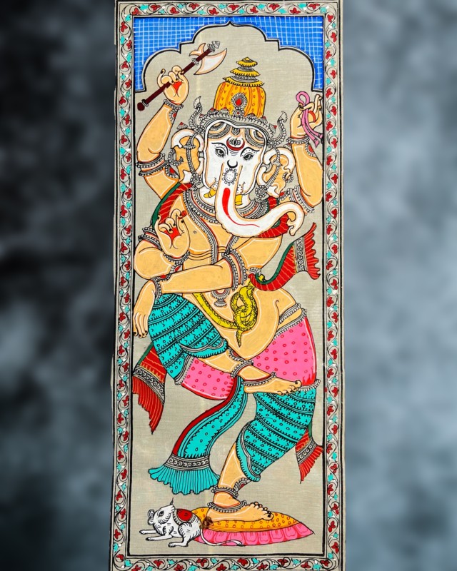 Lord Ganesha Pattachitra Painting ( 15" X 10" Unframed )