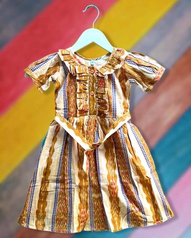 Nuapatna Box Pattern Handloom Frock for Girls