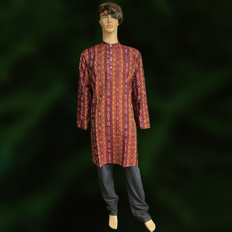 Nuapatna Handloom Cotton Weaved Full Sleeve Long Kurta for Men